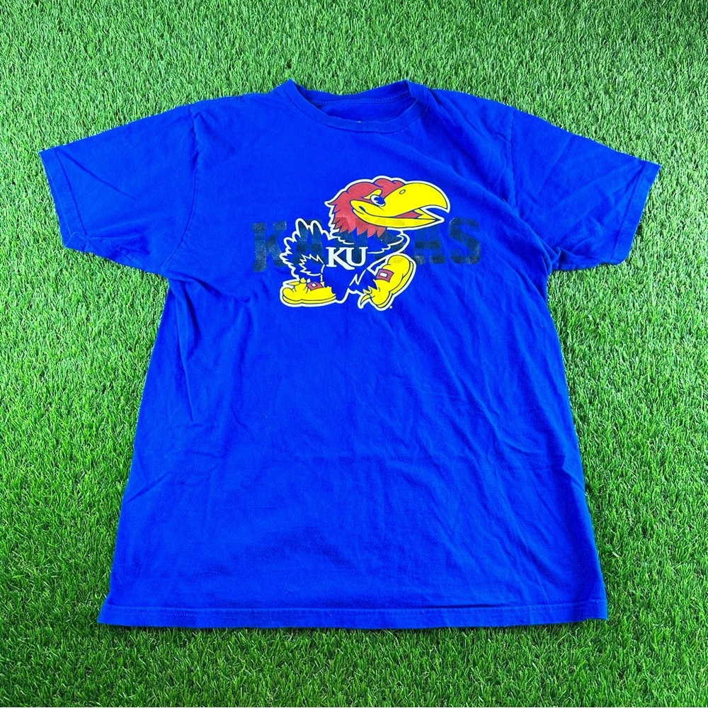 Adidas Kansas Jayhawks Go To Tee T-shirt Sz Large NCAA Unisex Double Sided